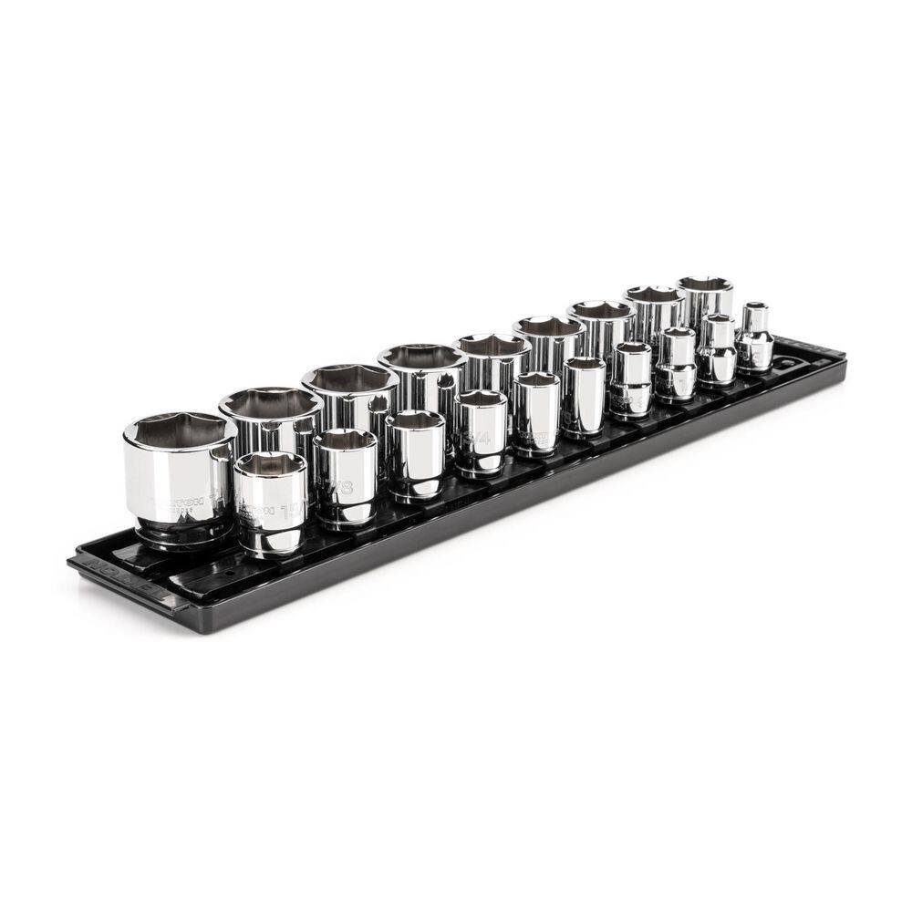 TEKTON SHD92122 1/2 in. Drive 6-Point Socket Set. (19-Piece) (3/8 - 1-1/2 in.) with Rails