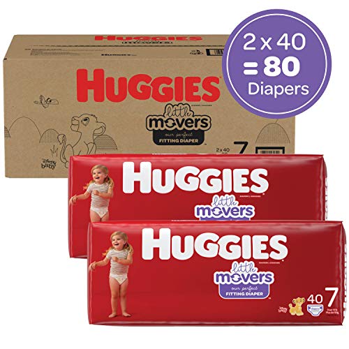 HUGGIES Baby Diapers Size 7 Ct Little Movers. White. 80 Count