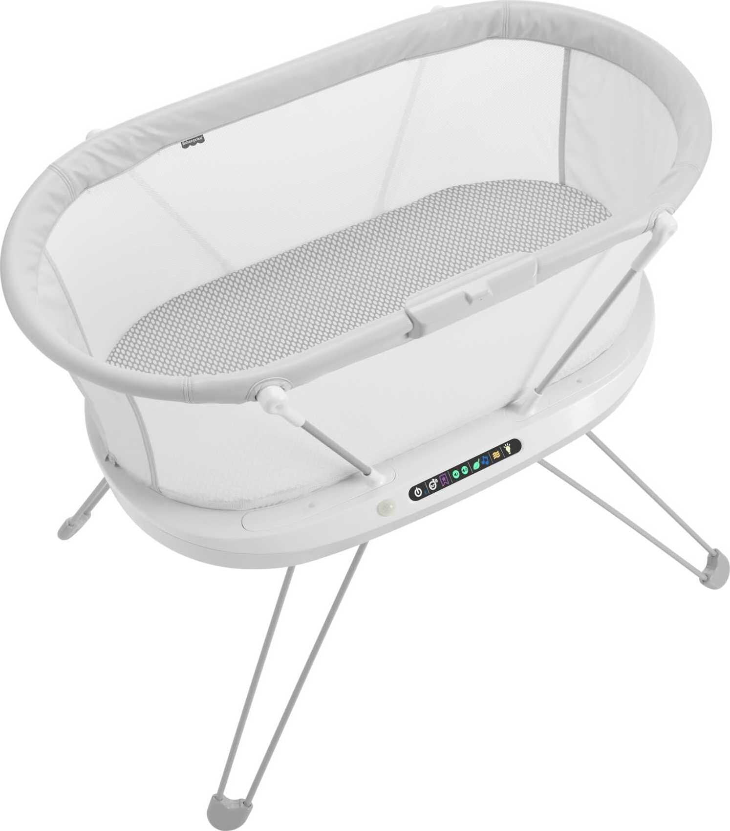 Fisher-Price Luminate Bassinet Baby Bedside Crib with Sound Detection plus Lights and Music