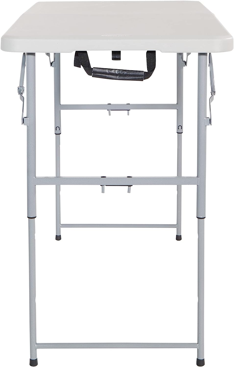 Office Star Resin Multipurpose Rectangle Table. 4-Feet Long. Height Adjustable. Center Folding Table. Light Gray