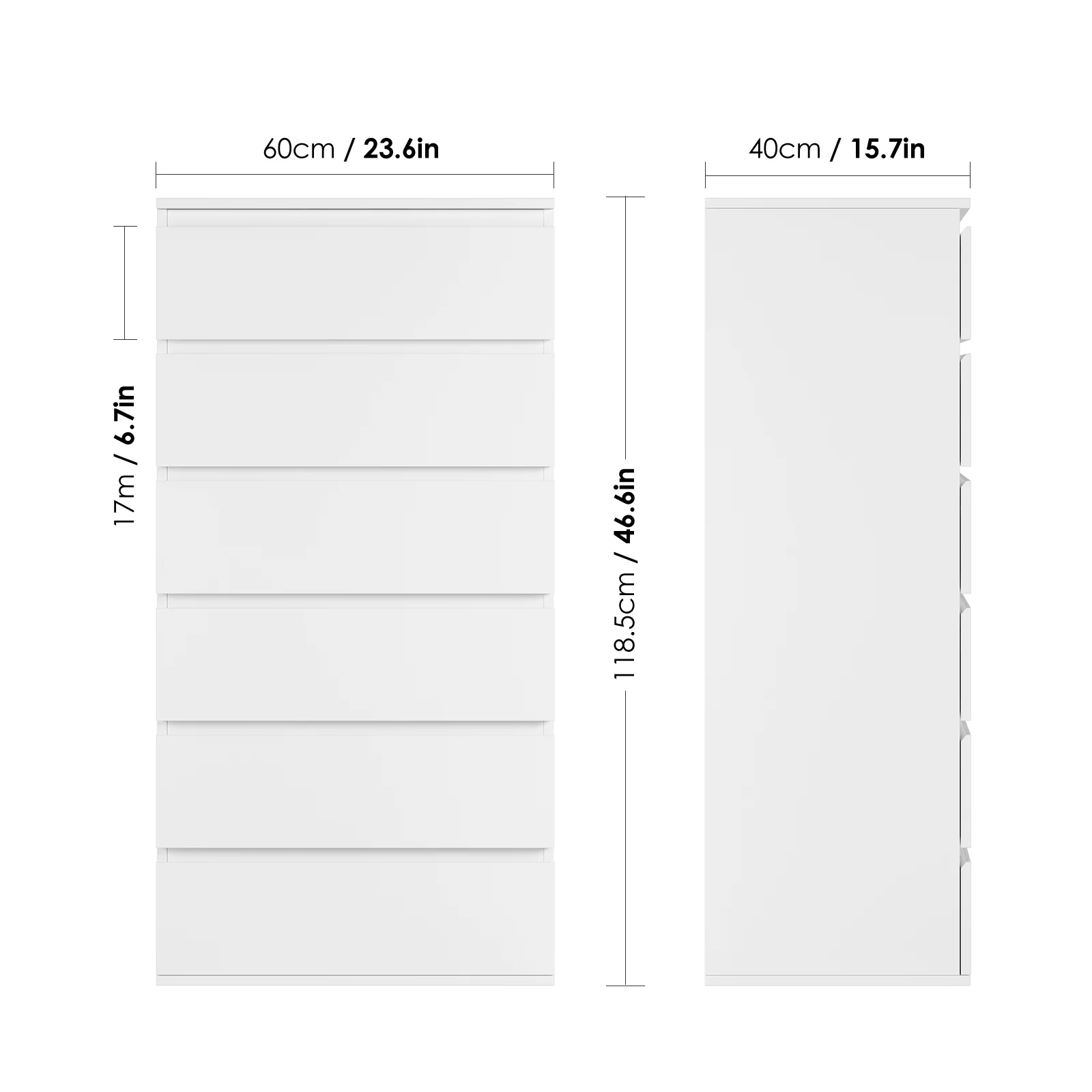 Homfa 6 Drawer White Dresser. Modern Storage Cabinet for Bedroom. White Chest of Drawers Wood Organizer for Living Room