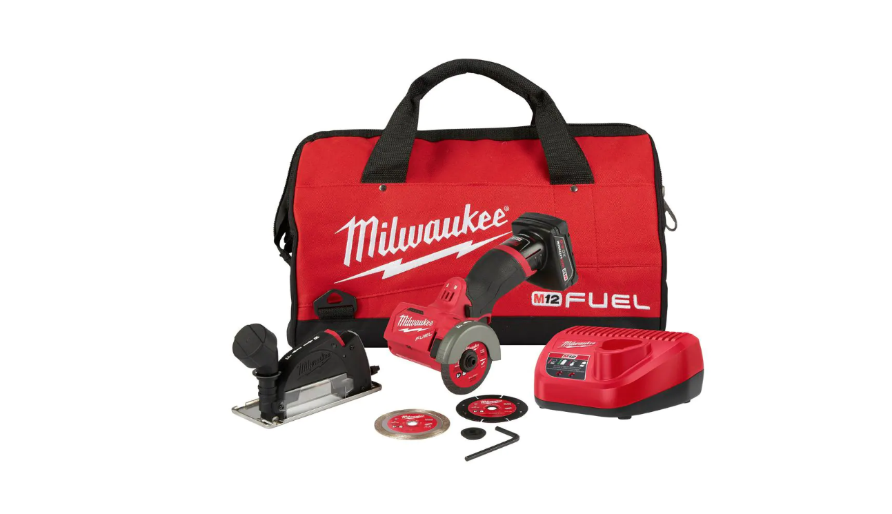 Milwaukee 2522-21XC M12 FUEL 12-Volt 3 in. Lithium-Ion Brushless Cordless Cut Off Saw Kit with One 4.0 Ah Battery Charger and Bag