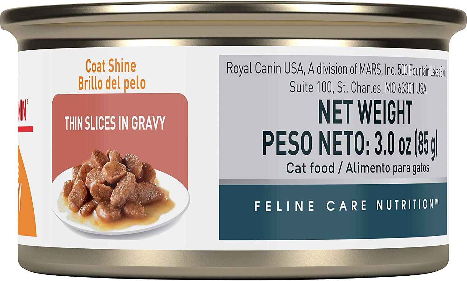 Royal Canin Feline Care Nutrition Intense Beauty Thin Slices in Gravy Canned Cat Food. 3 oz cans 24-count