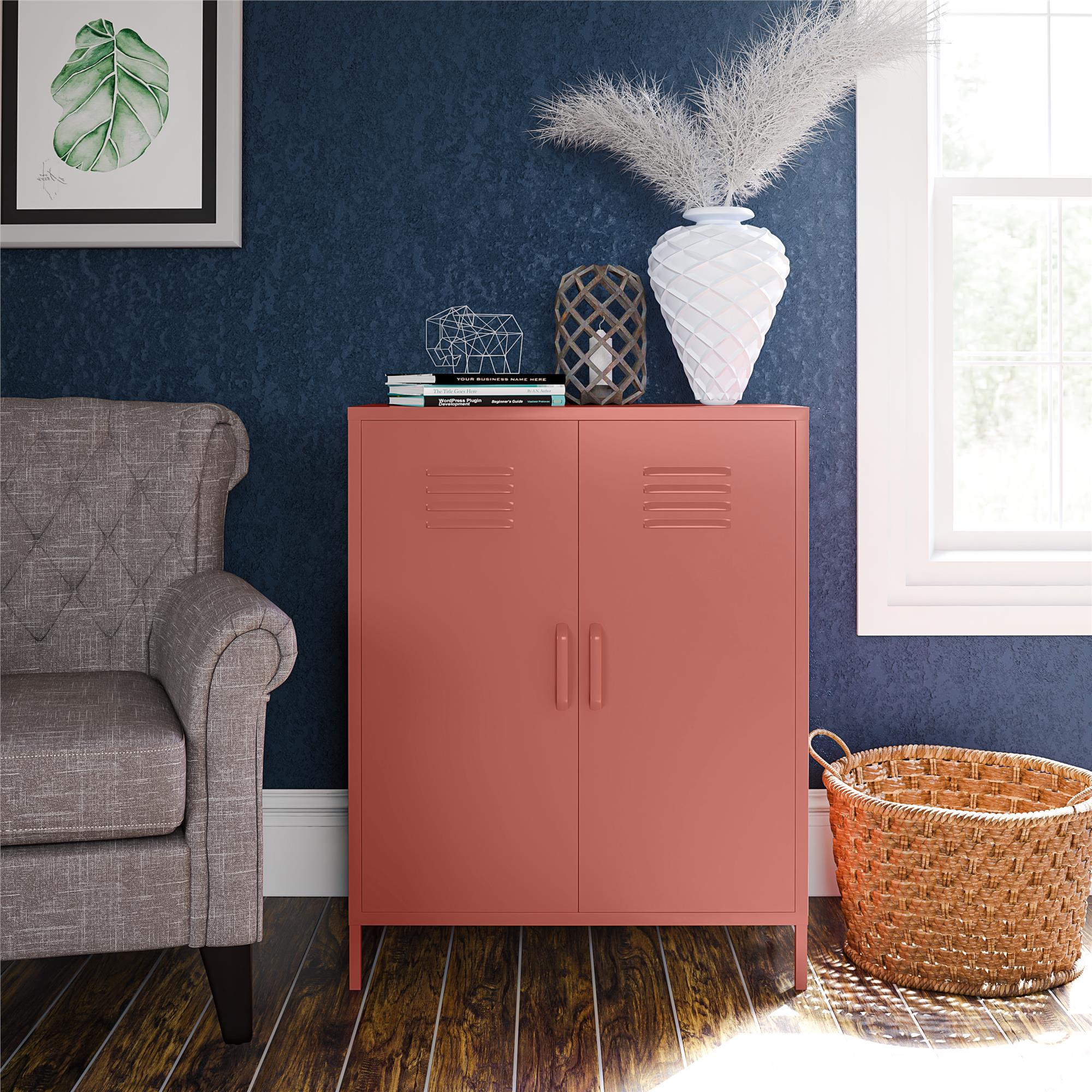 Shadwick 2 Door Metal Locker Style Accent Storage Cabinet. Terracotta