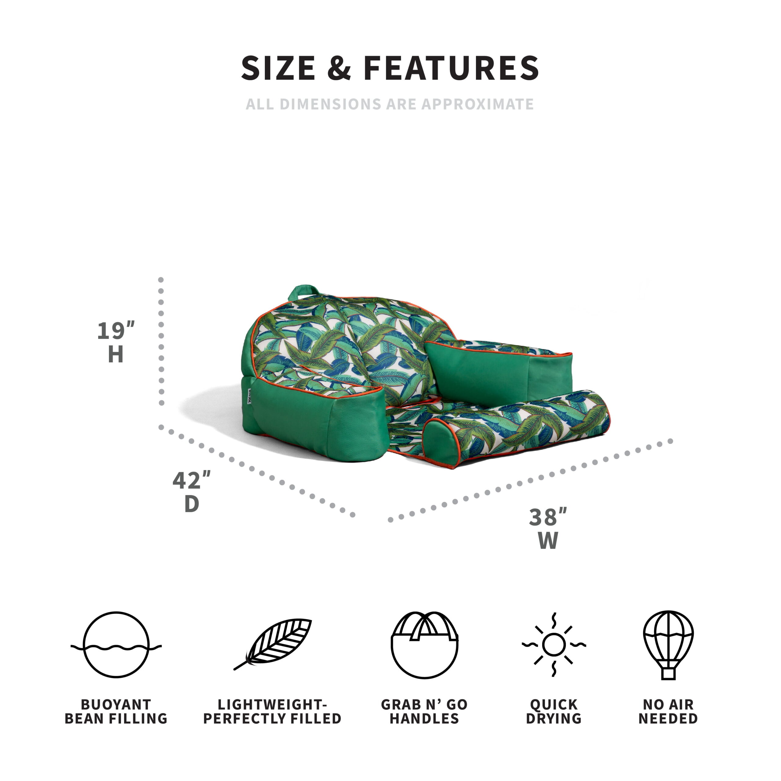 Big Joe Lazy Lounger. Green Tropical Palm