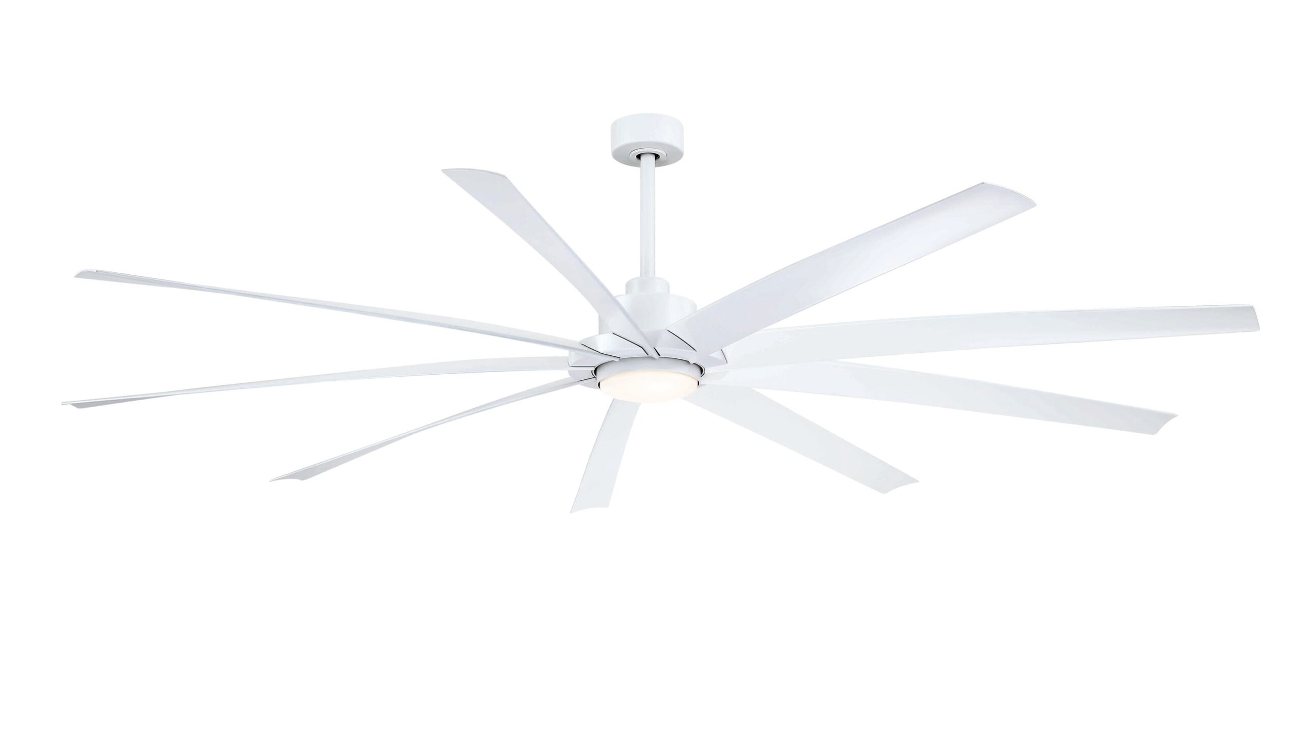 Fanimation Studio Collection EightyFour 84-in Matte White Color-changing LED Indoor/Outdoor Ceiling Fan with Light Remote (9-Blade)
