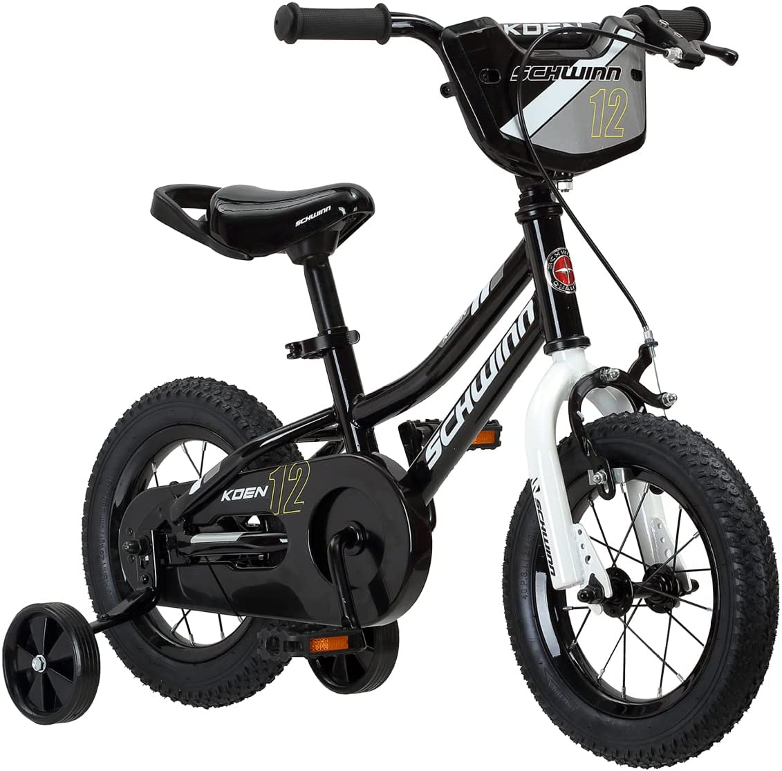 Schwinn Koen & Elm Toddler and Kids Bike. 12-Inch Wheels. Training Wheels Included. Boys and Girls Ages 2-9 Years Old. Black