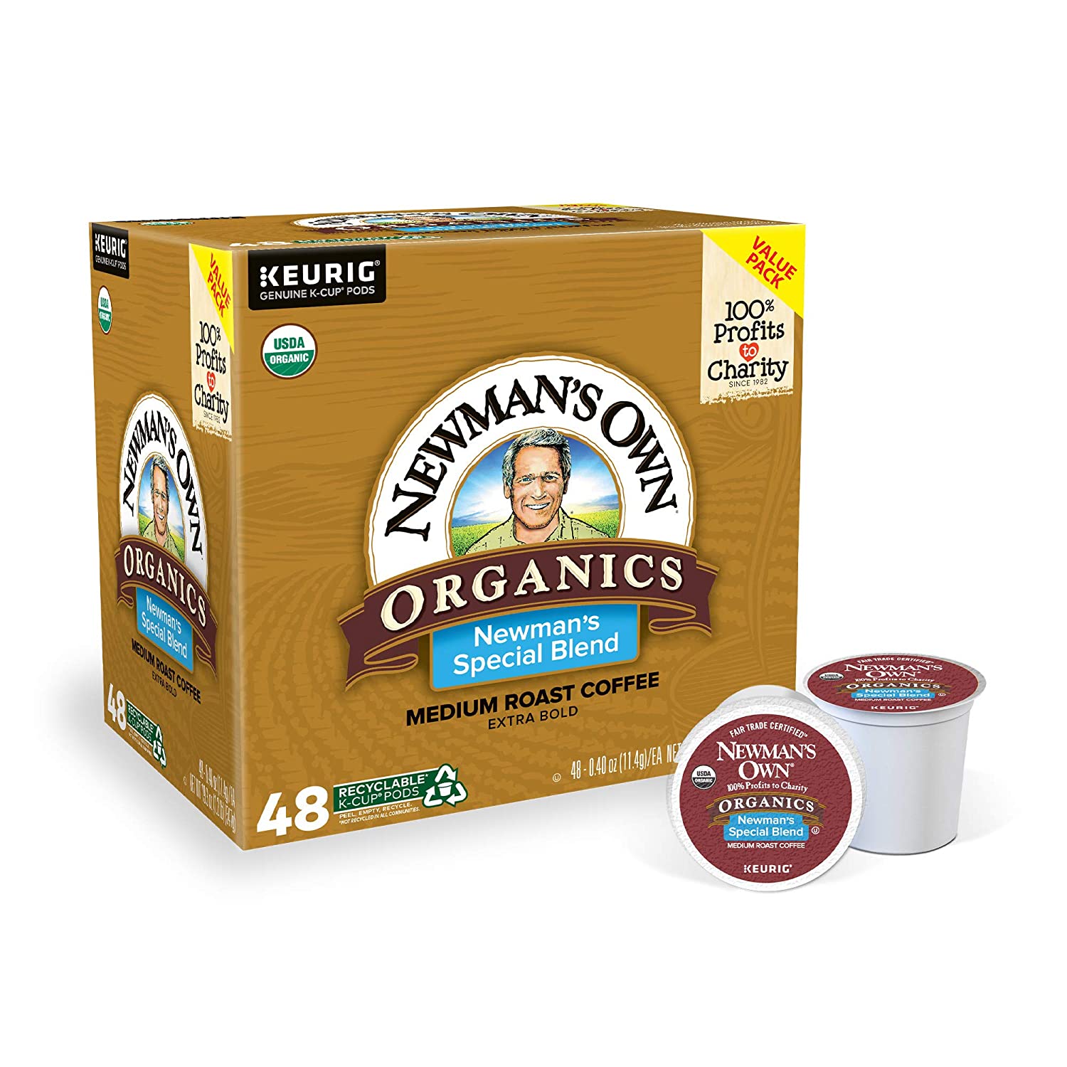 Newman-s Own Organics Special Blend. Single-Serve Keurig K-Cup Pods. Medium Roast Coffee. 48 Count