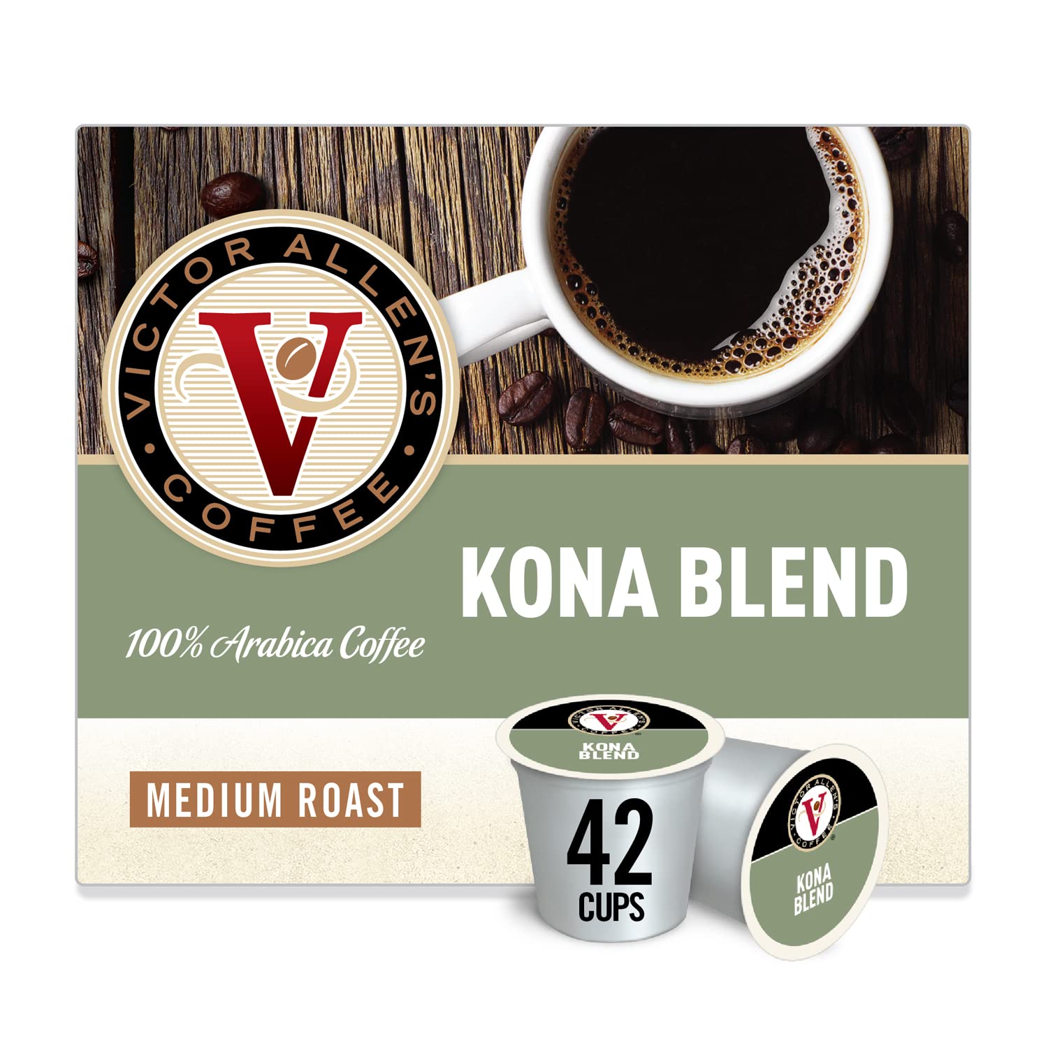 Victor Allen-s Coffee Kona Blend. Medium Roast. 42 Count. Single Serve Coffee Pods for Keurig K-Cup Brewers