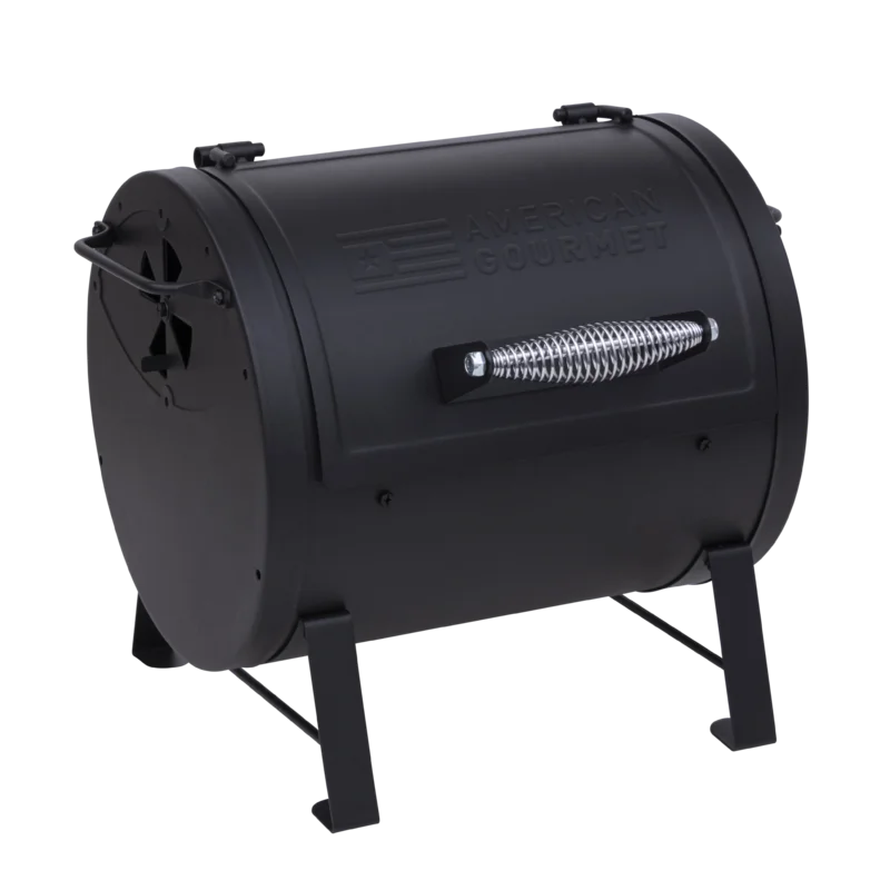 AMERICAN GOURMET 21201715 Portable Charcoal Barrel Grill. Black