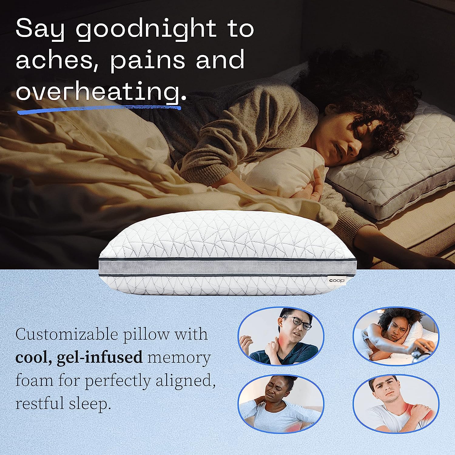 Coop Home Goods Eden Pillow King Size Bed Pillow for Sleeping - Medium Soft Memory Foam. Cooling Gel - Back. Stomach and Side Sleeper Pillow - CertiPUR-US/GREENGUARD Gold