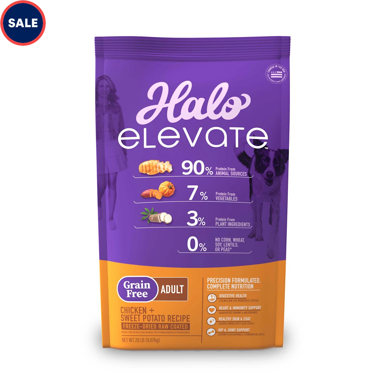 Halo Elevate Dog Grain Free Chicken Recipe Dry Food. 20 lbs.