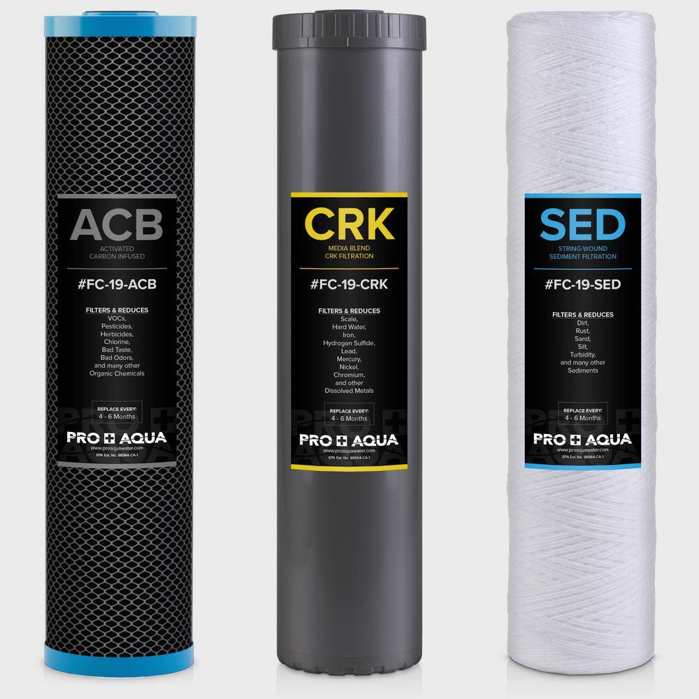 PRO+AQUA FC-PK19-100E ELITE GEN2 Replacement Filter Set. Whole House Heavy Metals Well Water - Sediment. KDF/Blend. Carbon Infused