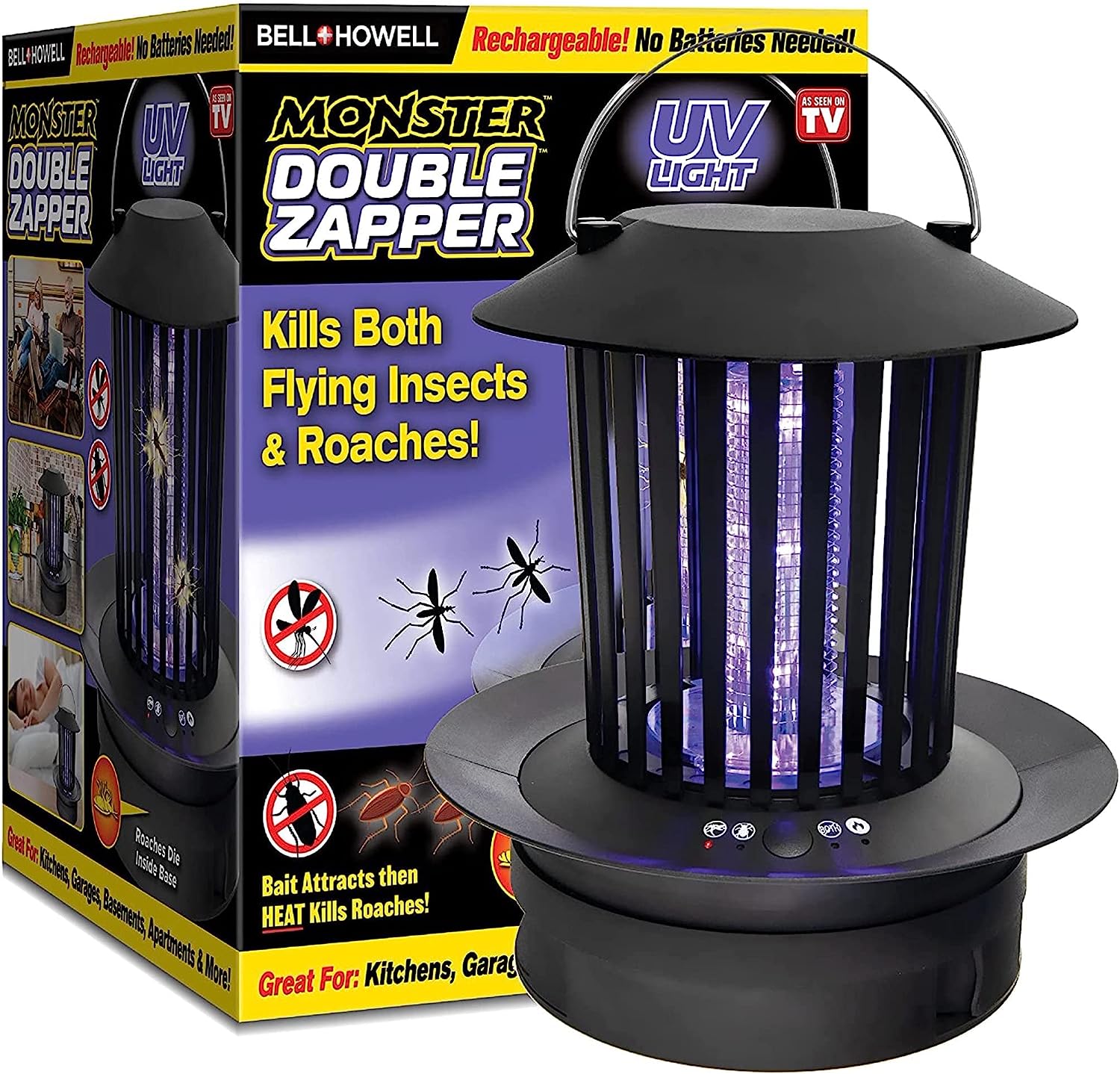 Bell+Howell Double Zapper 18W by Bell+Howell Plug-in Electric Bug Killer. Zaps Flies. Mosquitoes. Ants / Bait and Heat Kills Cockroaches As Seen On TV 8.5