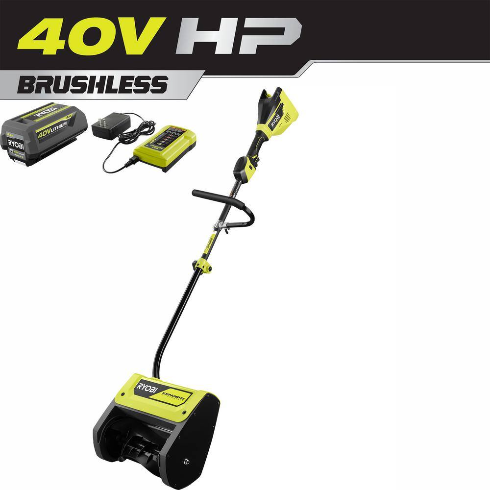 RYOBI RY408120VNM 40V HP Brushless 12 in. Cordless Electric Snow Shovel with 4.0 Ah Battery and Charger
