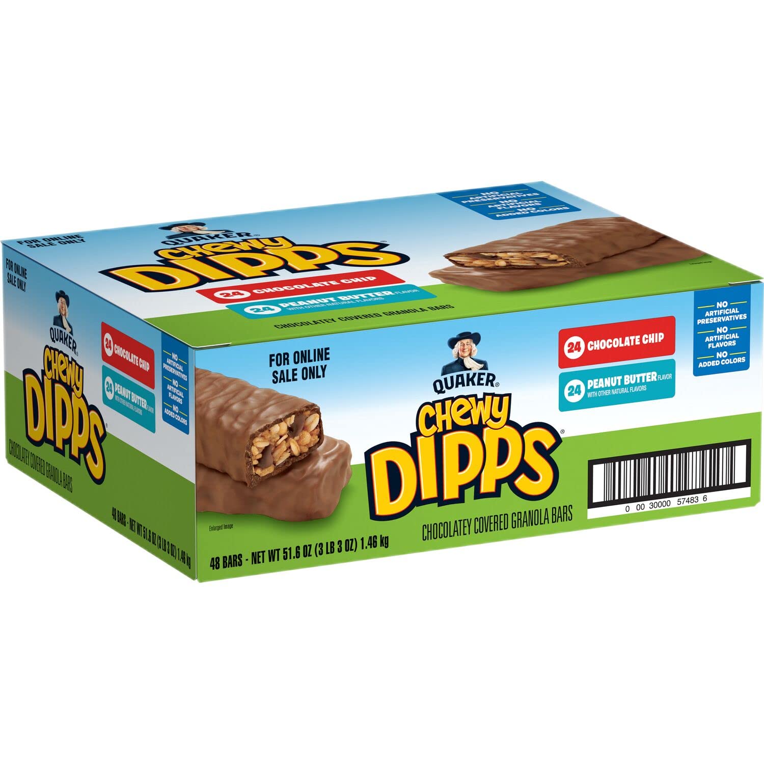 Quaker Chewy Dipps Chocolate Covered Granola Bars. NEW Chocolate Dipps Variety Pack