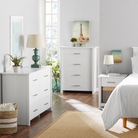 Mainstays Hillside 4-Drawer Dresser. White Finish