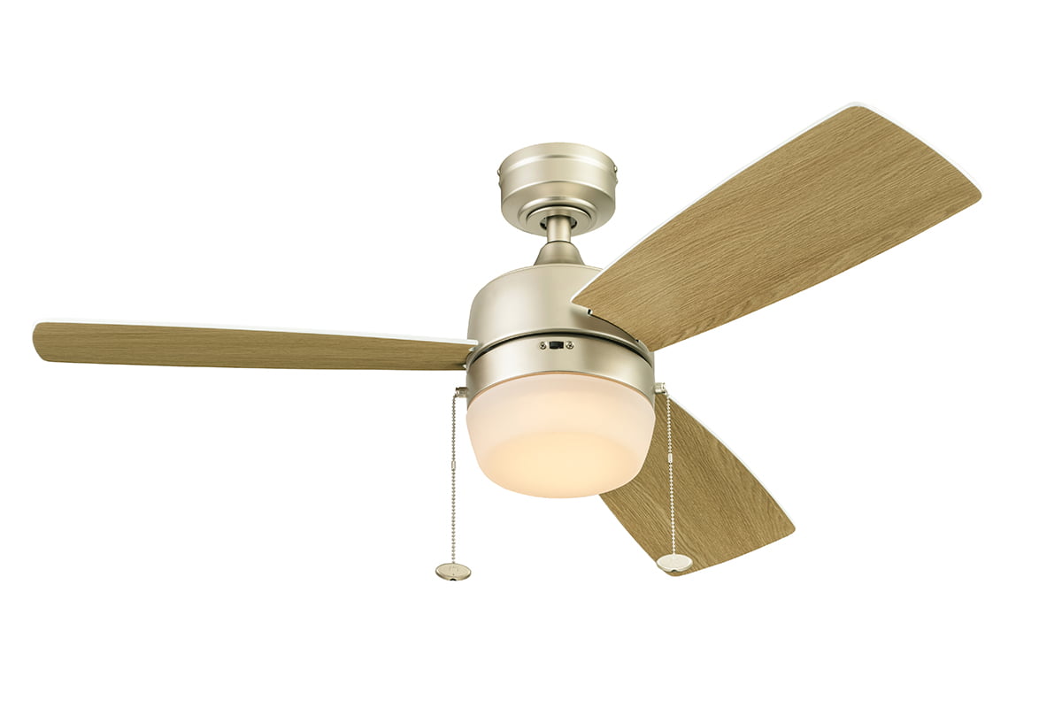 Honeywell Barcadero 44″ Champagne Modern Ceiling Fan with 3 Blades. LED Light Kit. Pull Chains & Reverse Airflow