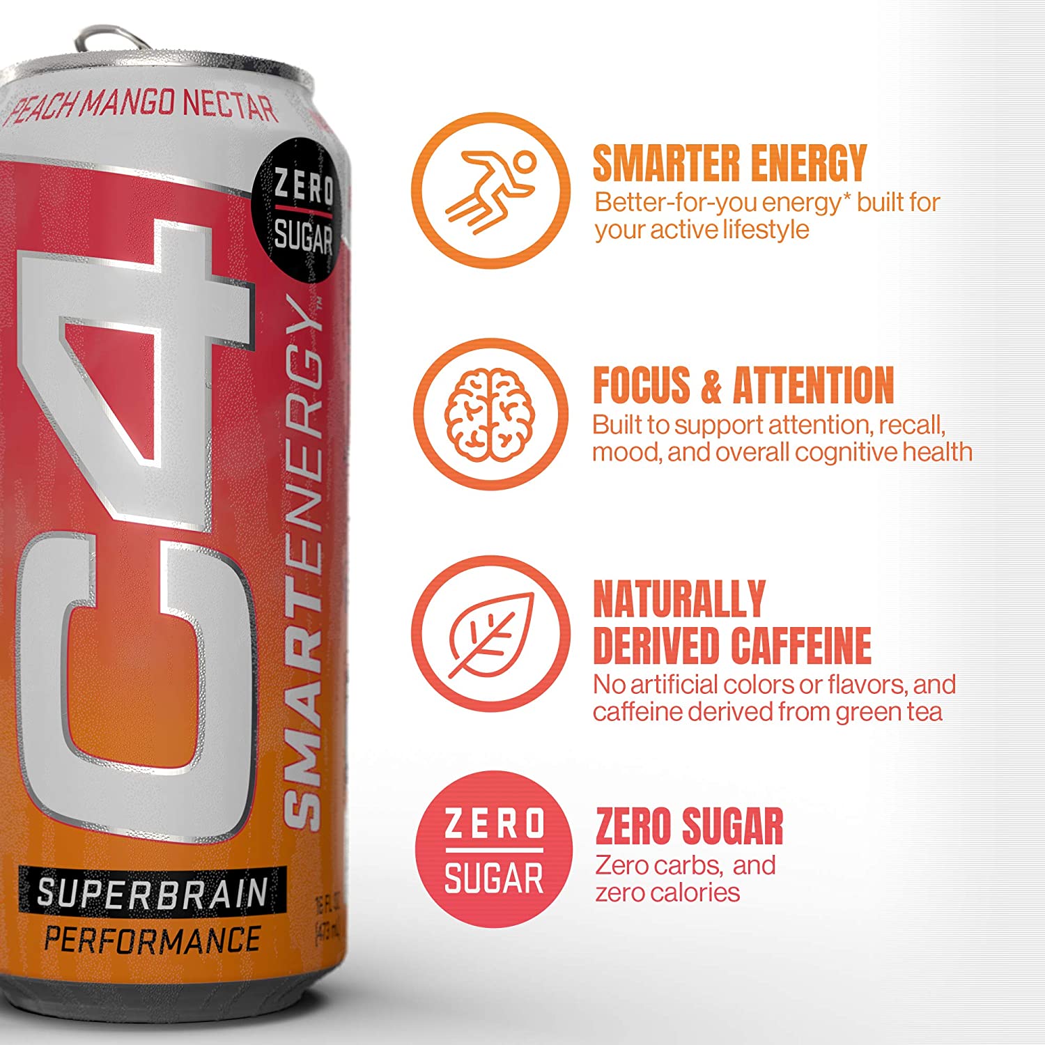 Cellucor C4 Smart Energy Peach Mango Nectar 16oz 12pack