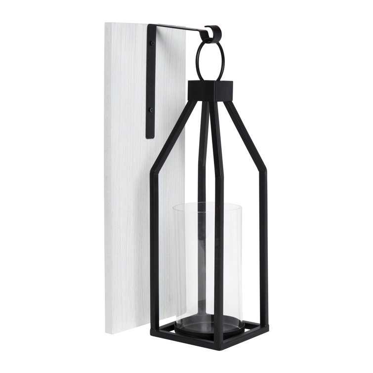 18.75″ Metal/Wood/Glass Wall Sconce