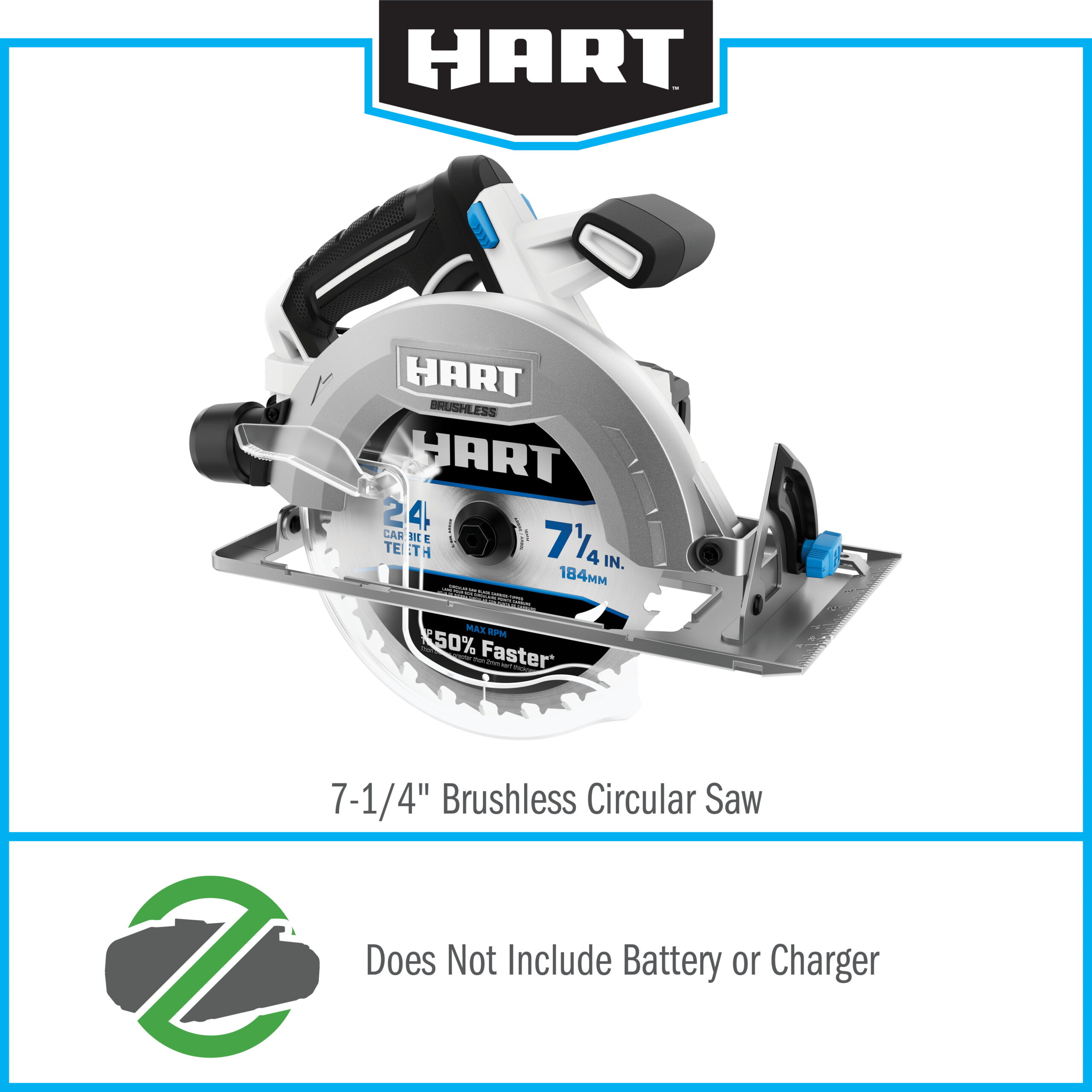 HART 20-Volt Brushless 7-1/4 Inch Circular Saw (Battery Not Included)