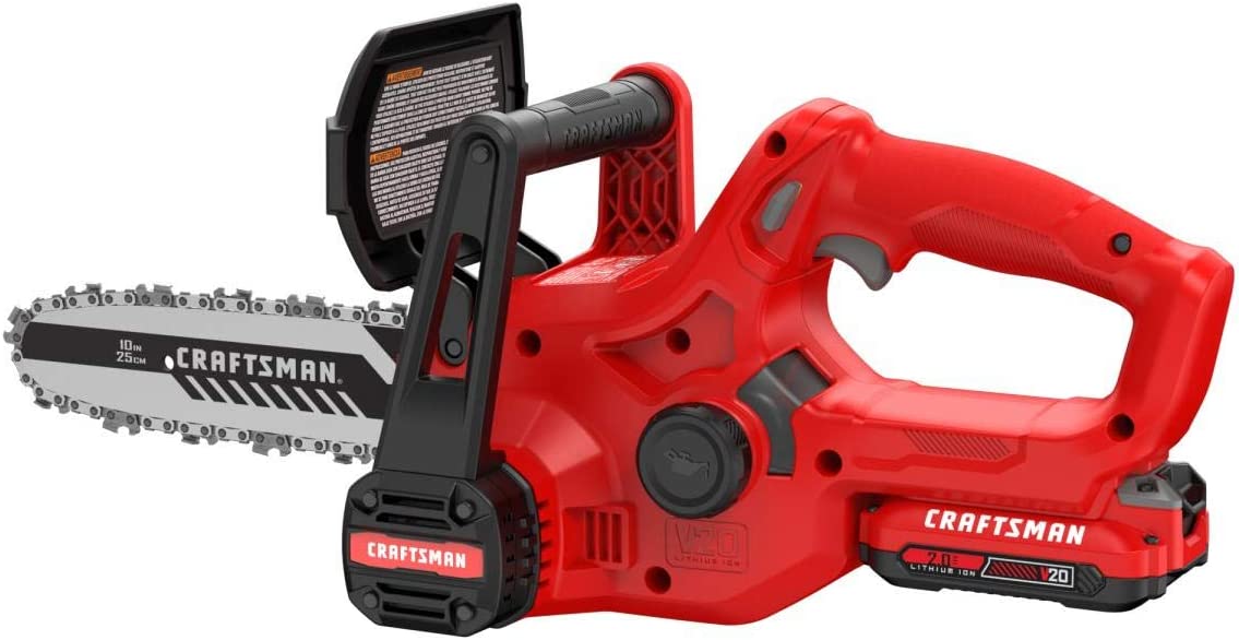 CRAFTSMAN V20 Mini Chainsaw. 10 inch. Battery and Charger Included (CMCCS610D1)