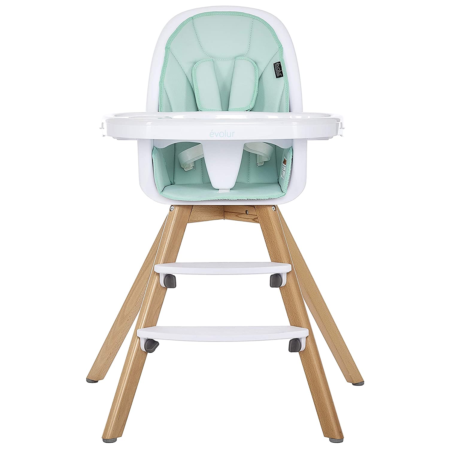 Evolur Zoodle 3-in-1 High Chair I Booster Feeding Chair I Modern Design I Toddler Chair I Removable Cushion I Adjustable Tray I Baby and Toddler. Mint