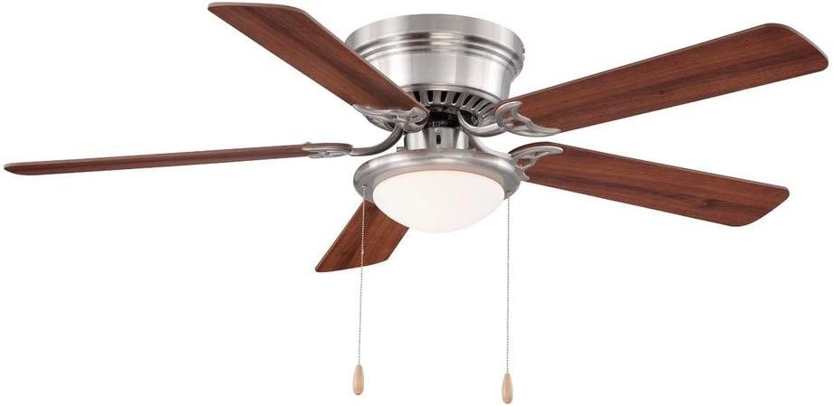 Hugger 52 in. LED Indoor Brushed Nickel Ceiling Fan with Light Kit