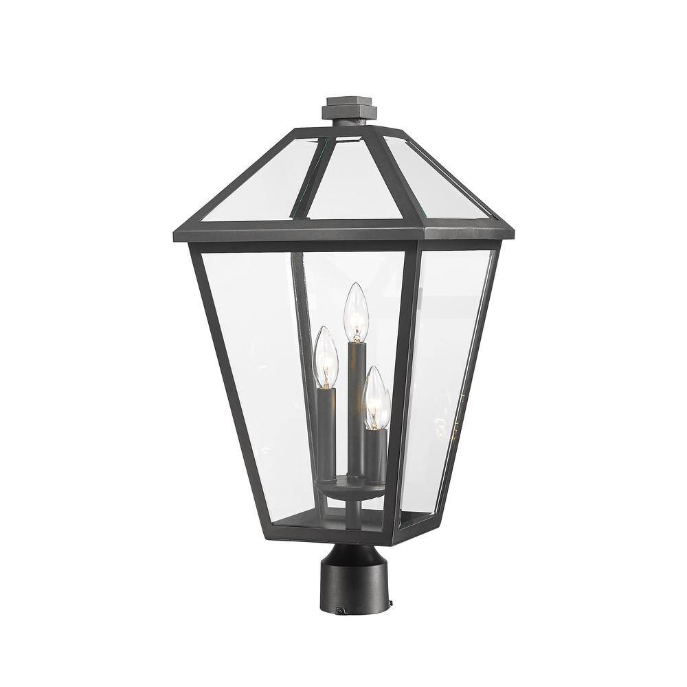 Unbranded  Talbot 3-Light Black 23.75 in. Steel Hardwired Outdoor Weather Resistant Post Light Round Fitter with No Bulb Included