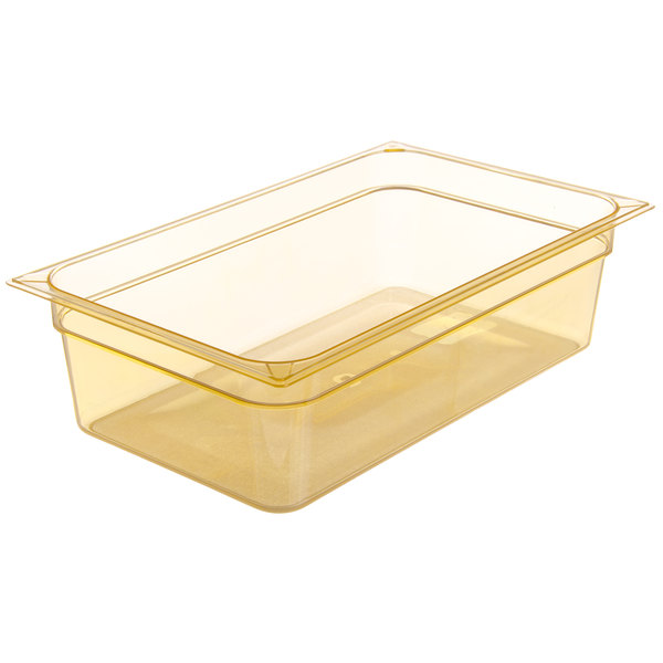 Carlisle 10402B13 StorPlus Full Size Amber High Heat Plastic Food Pan - 6″ Deep