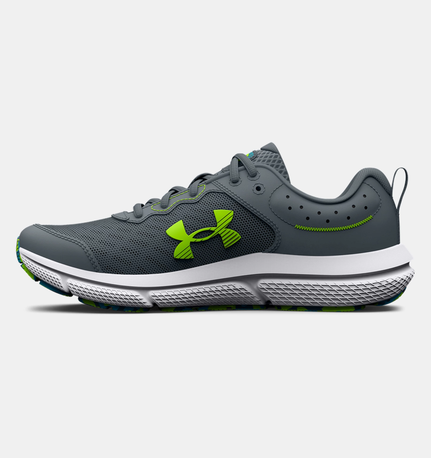 UnderArmour Boys- Grade School UA Assert 10 Wide Running Shoes - Gravel / Glacier Blue - Size 5.5