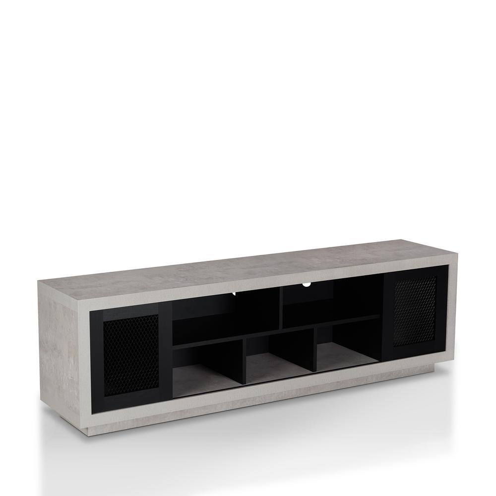 Furniture of America  Chapin 71 in. Black Particle Board TV Stand Fits TVs Up to 80 in. with Storage Doors