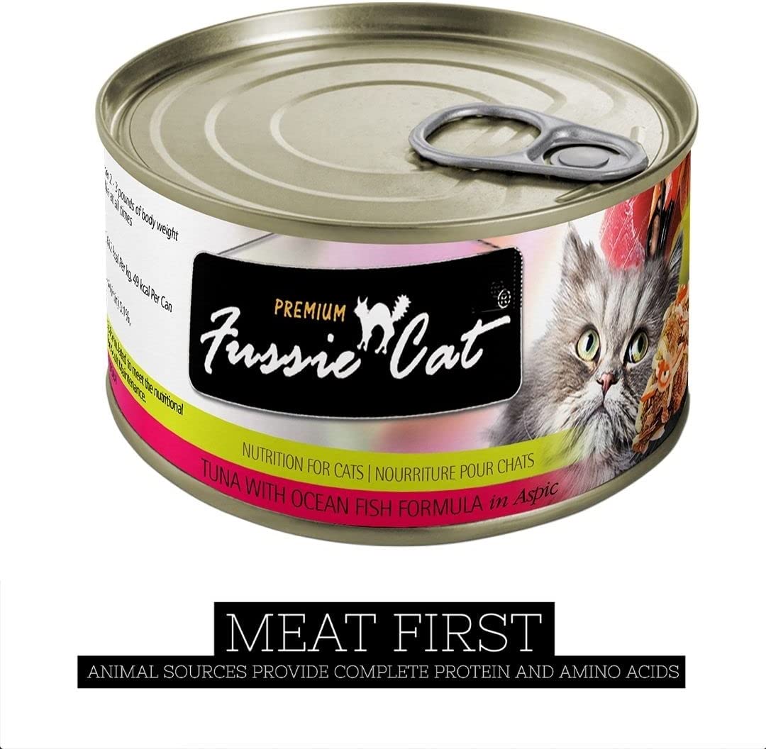 Fussie Cat Premium Tuna with Ocean Fish Formula in Aspic Grain-Free Canned Cat Food 5.5-oz case of 24