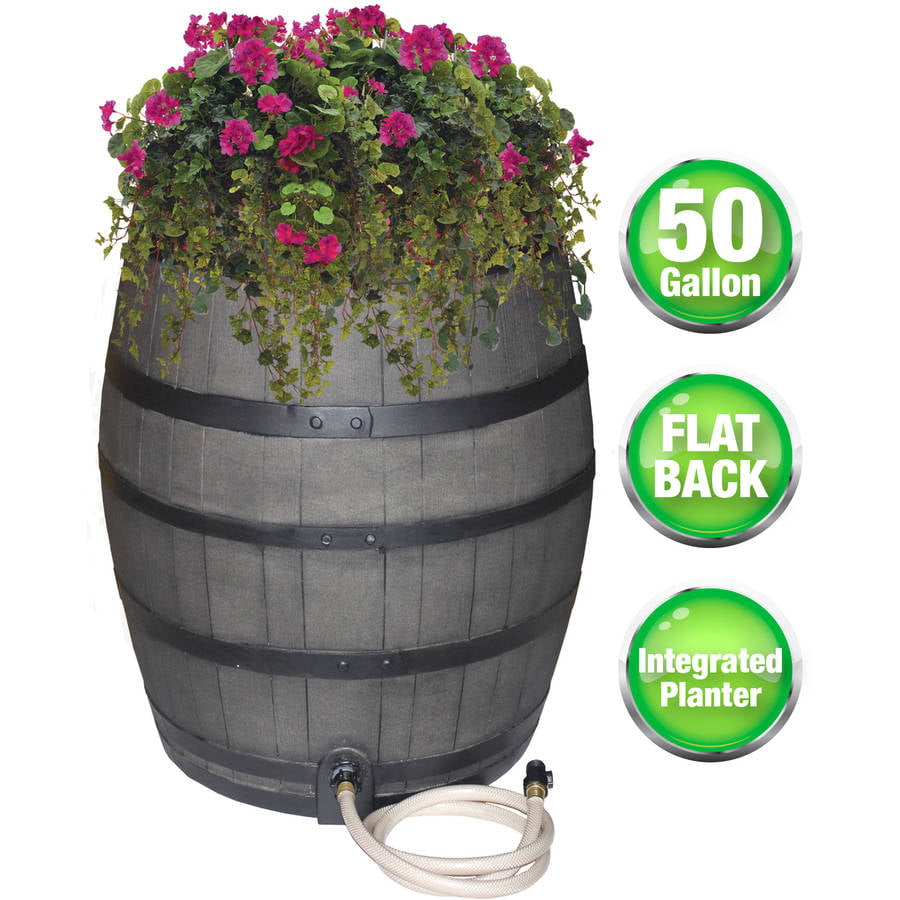 Emsco Group 50 Gal Black Polyethylene Rain Barrel. Black