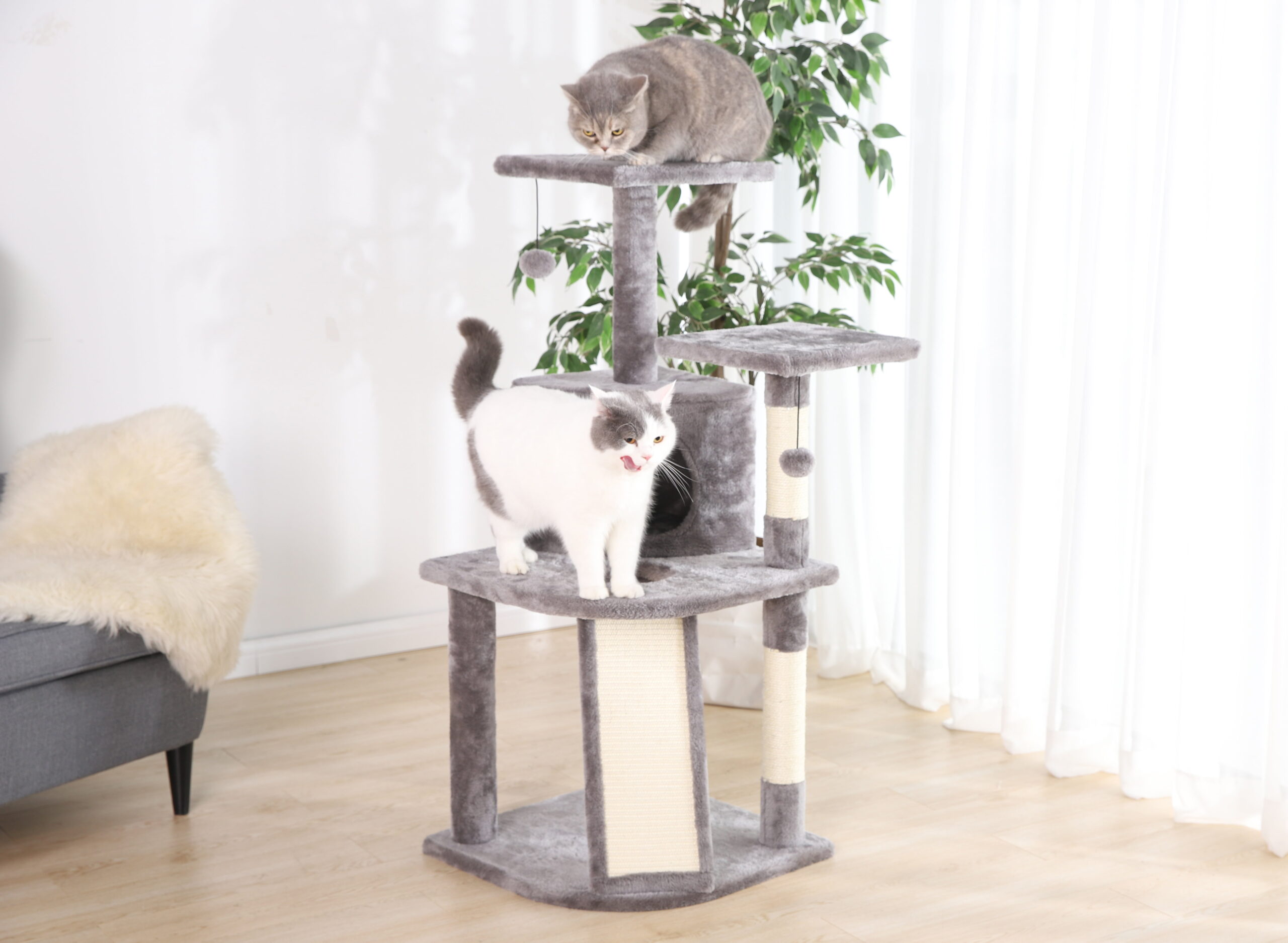 Vibrant Life 5- Level Multi-Functional Cat Tree & Condo. Gray. 45″