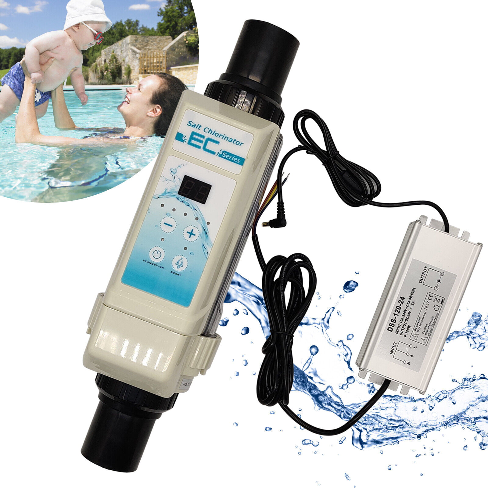 Wuzstar Salt Pool Chlorine Generator Pool Salt Water System 20g/H 110V Swimming Pool Electrolysis Salt Chlorinator