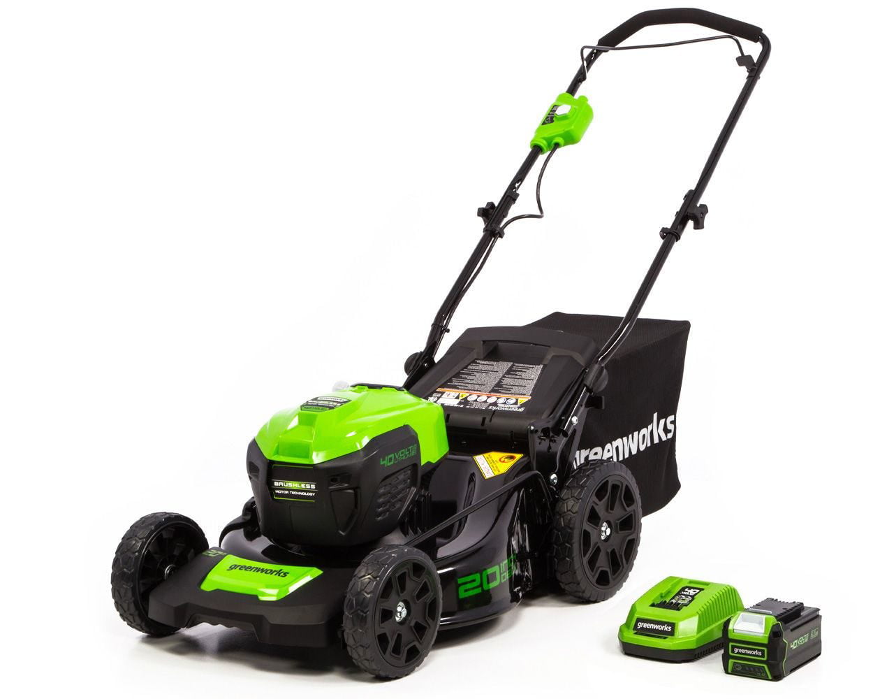 Greenworks 40V 20-inch Brushless Walk-Behind Push Lawn Mower W/40 Ah Battery and Quick Charger. 2516302
