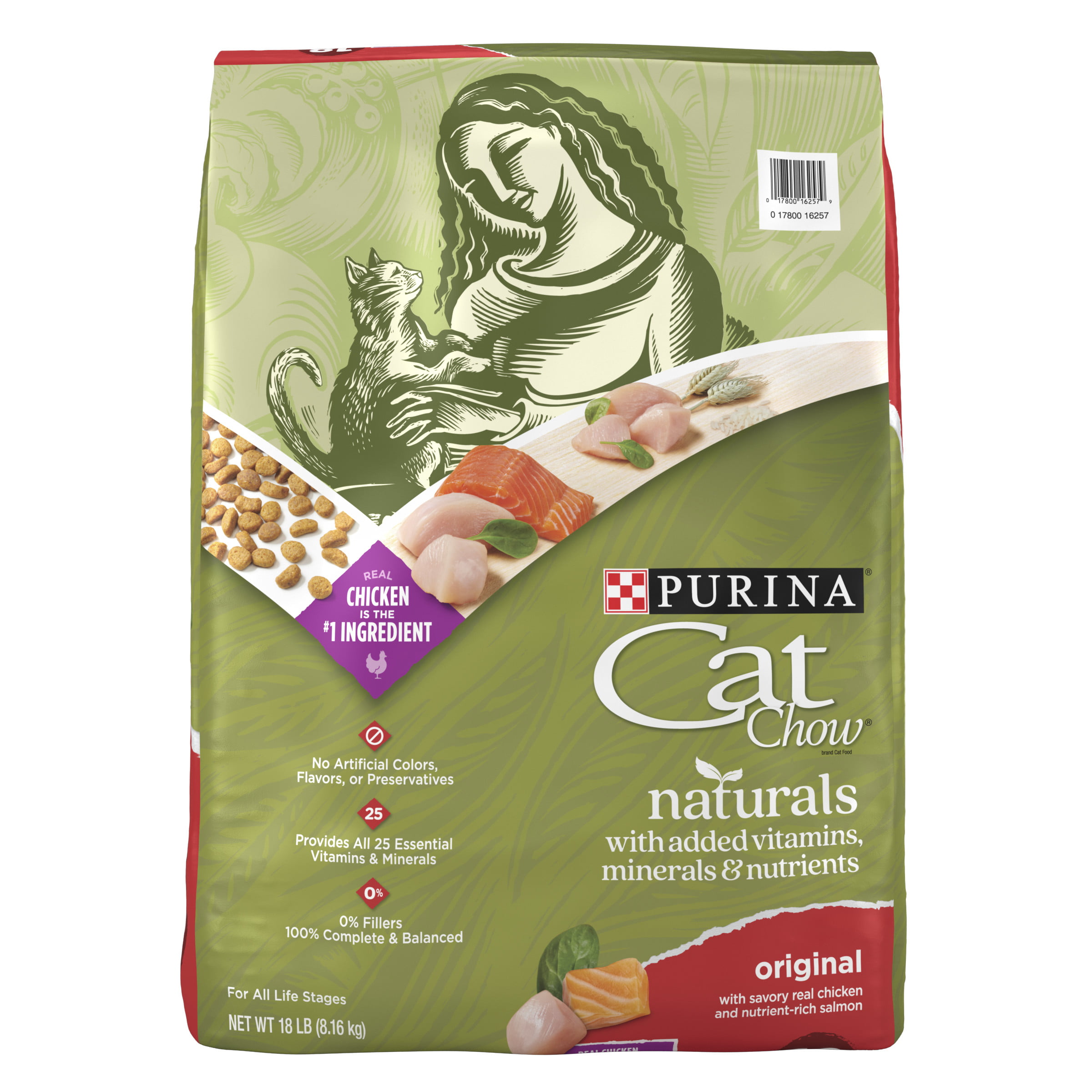 Purina Cat Chow Naturals Chicken & Salmon Original Dry Cat Food. 18 lb Bag