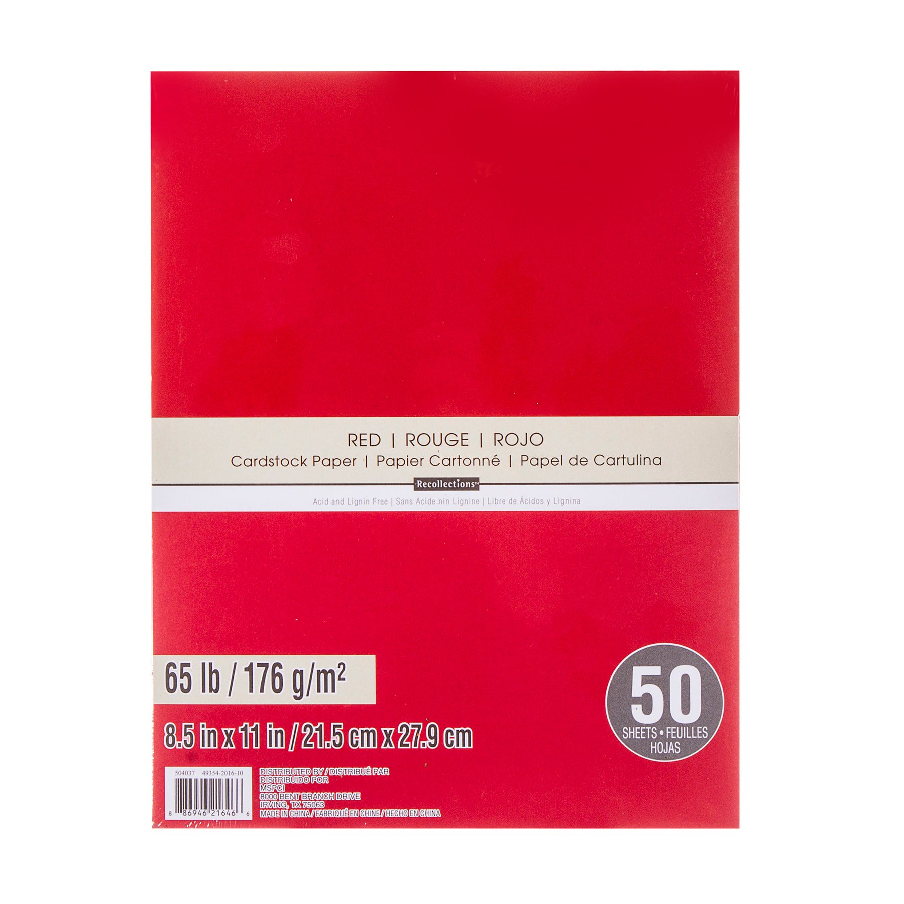 Recollections 12 Packs: 50 ct. (600 total) Red 8.5″ x 11″ Cardstock Paper