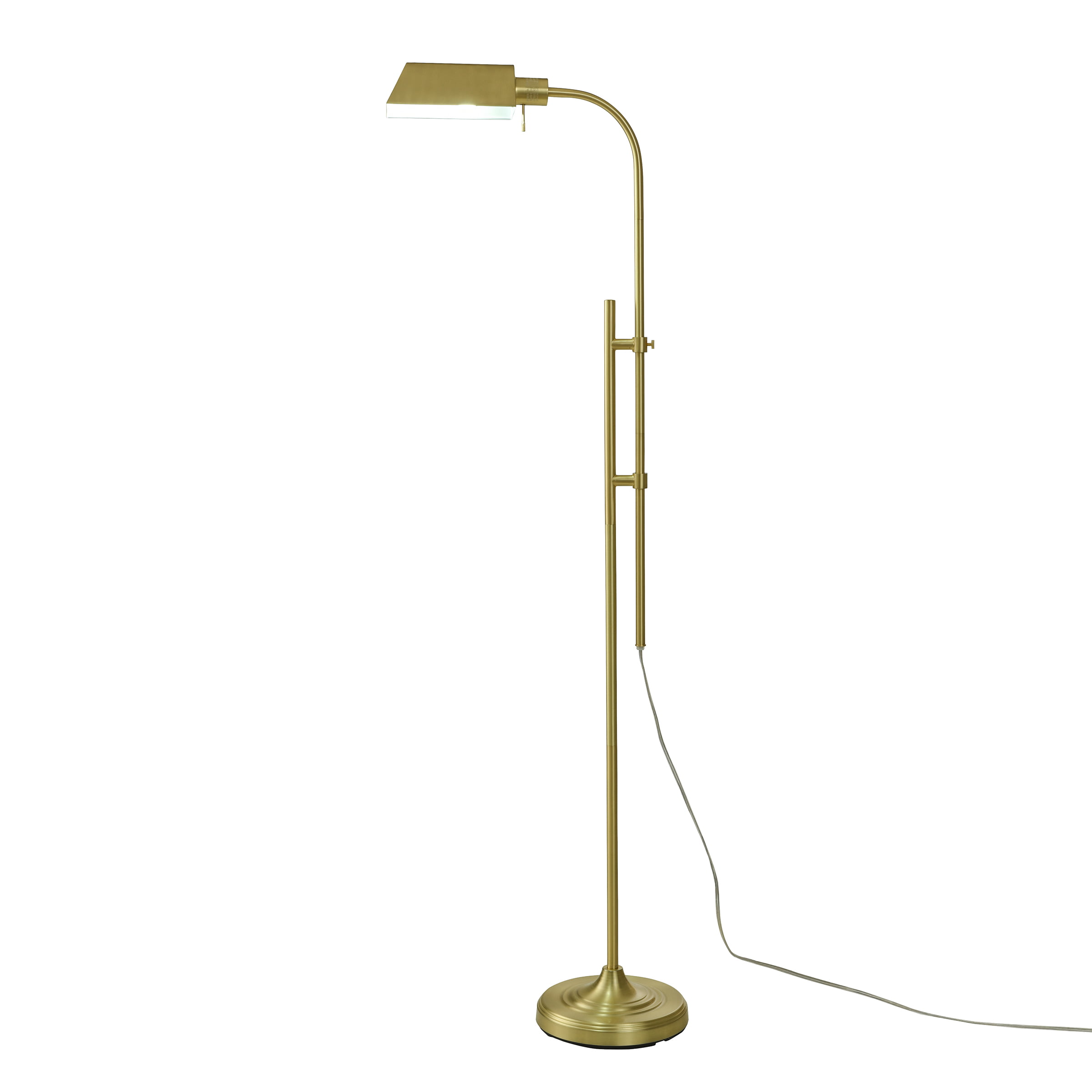 Better Homes and Gardens Adjustable Height Brass Finished Pharmacy Floor Lamp. 51.5″ to 72″