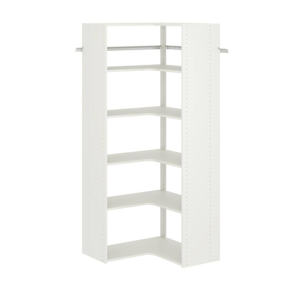 Closet Evolution WH31 30 in. W White Corner Wood Closet System