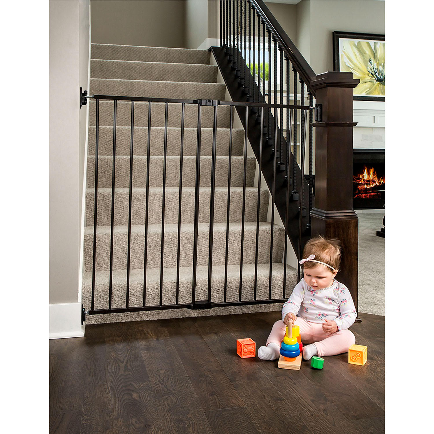 Regalo Extra Tall Top of Stairs Baby Gate. Black. 38″ Tall