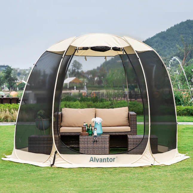 Alvantor  10-ft x 8.5-ft Beige Fabric Hexagon Screened Pop-up Gazebo