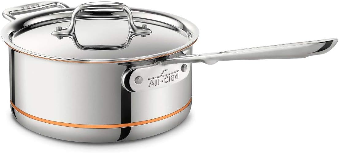 All-Clad Copper Core 5-Ply Stainless Steel Saucepan with Lid 3 Quart Induction Oven Broil Safe 600F Pots and Pans. Cookware