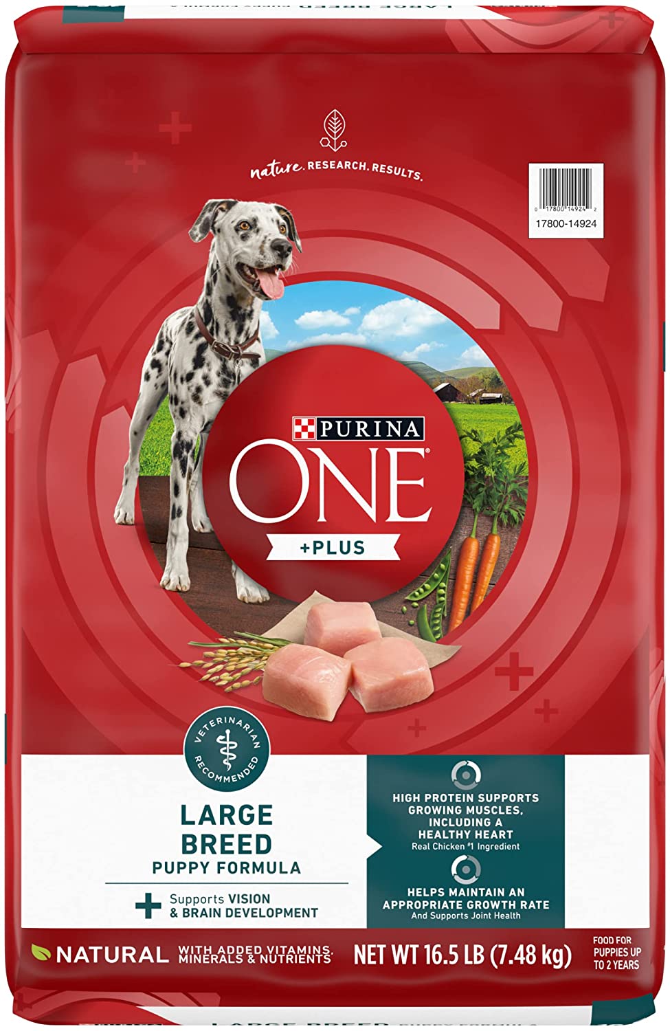 Purina ONE Natural. High Protein. Large Breed Dry Puppy Food. +Plus Large Breed Formula - 16.5 lb. Bag