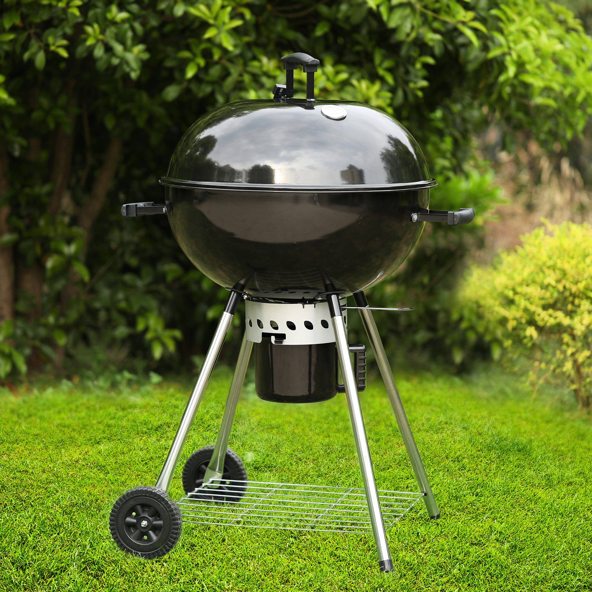 Sophia & William Portable 22″ Kettle Charcoal BBQ Grill with Ash Catcher and Wheels