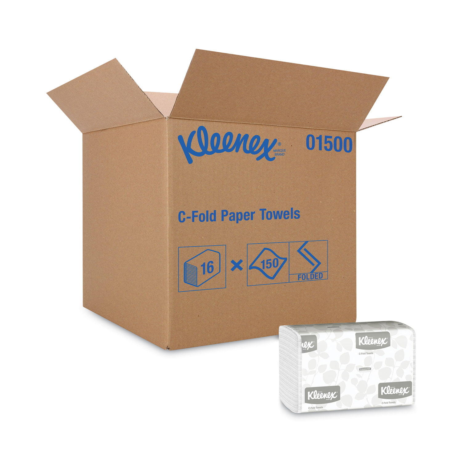 Kleenex C-Fold Paper Towels. 10.13 x 13.15. White. 150/Pack. 16 Packs/Carton