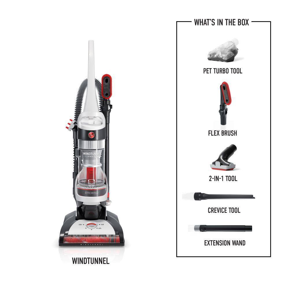 HOOVER UH71320-WH21000 WindTunnel Bagless Pet Upright Vacuum Cleaner with Automatic Cord Rewind and Steam Complete Pet Steam Mop