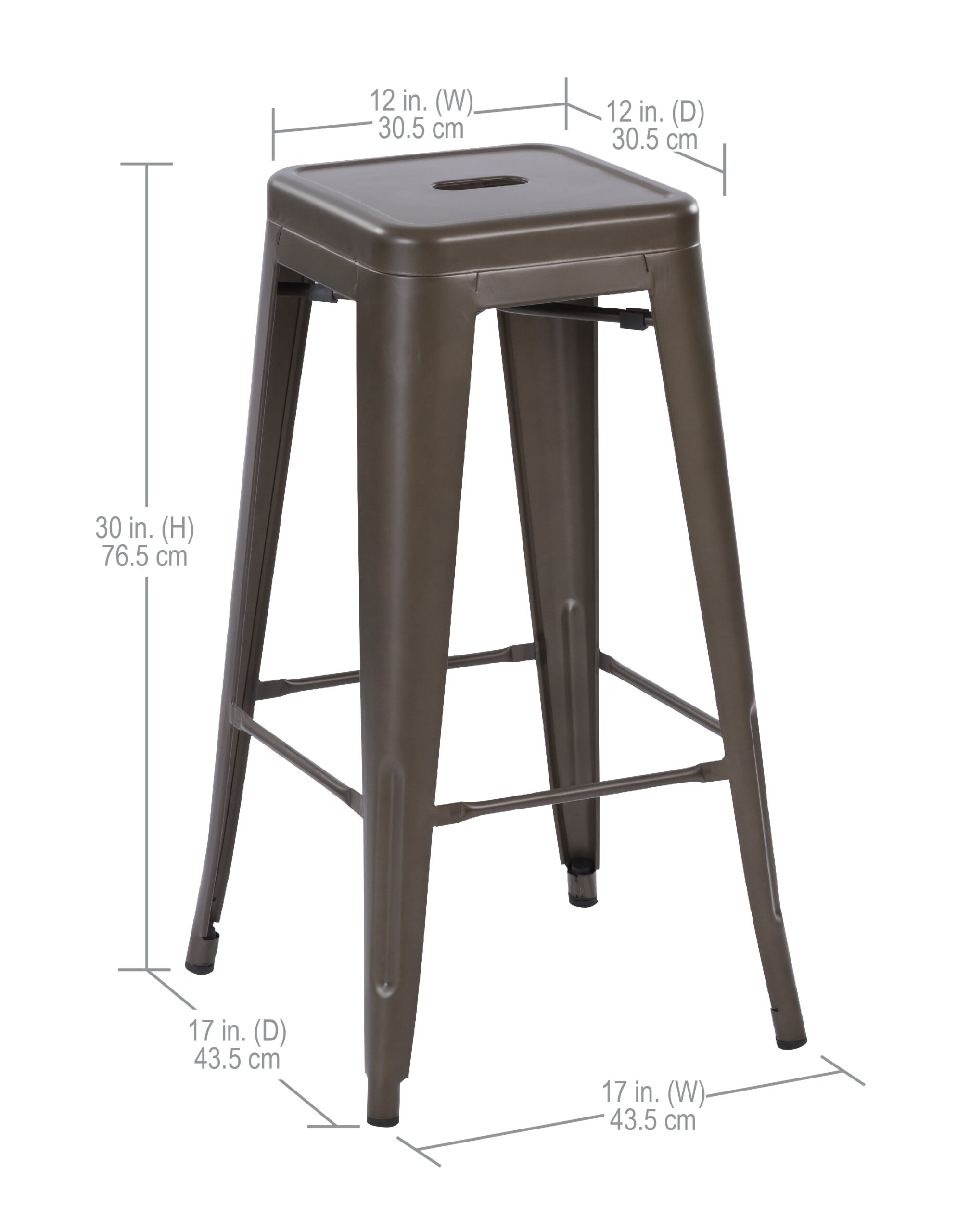 Howard 30inch Stackable Metal Barstool. Set of 4. Gunmetal Color. Backless Style