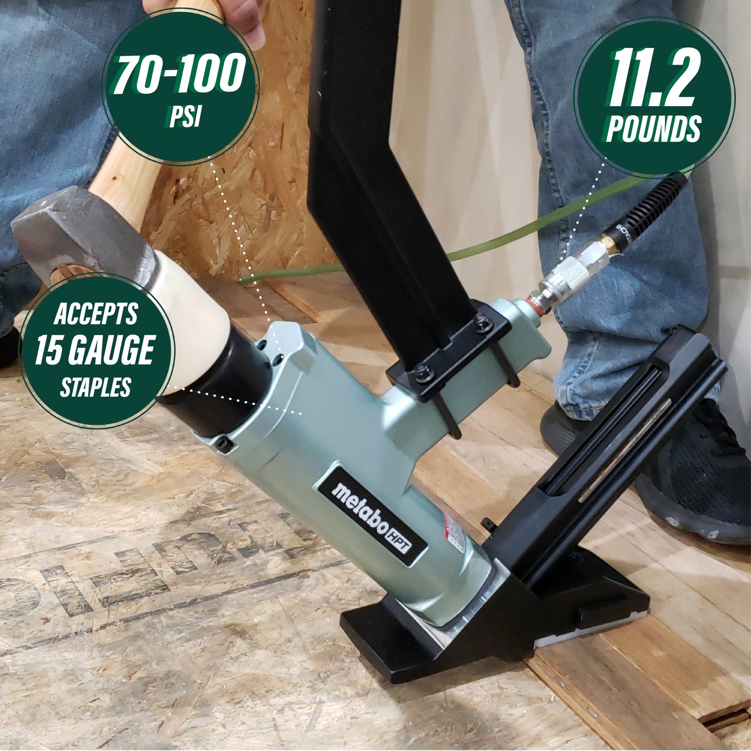 Metabo HPT 15.5-Gauge 1/2-in Medium Crown Flooring Pneumatic Stapler